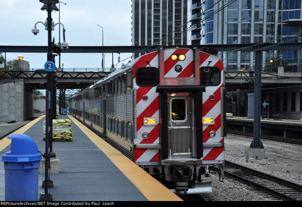 Inbound commuter approaches the station